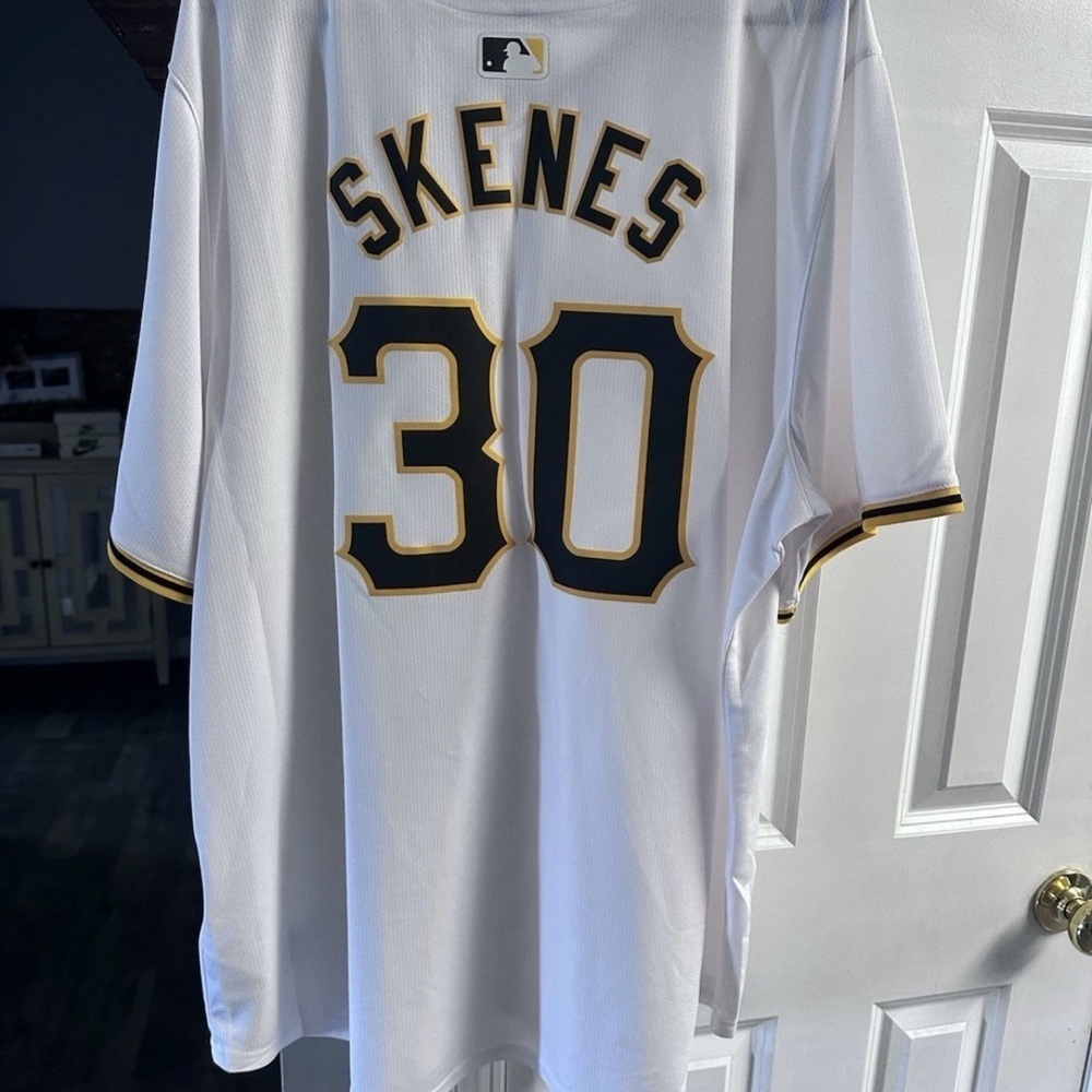 NWT Nike XL Authentic‎ Paul Skenes White Button Up Pittsburgh Pirates MSRP $175 - Picture 2 of 6